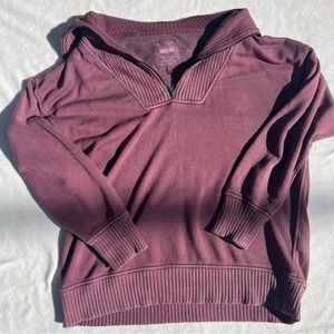 Oversized Aerie maroon pullover zip up